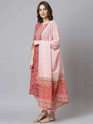 Pink floral print cotton salwar 4