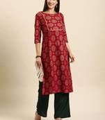 Maroon geometric print rayon salwar