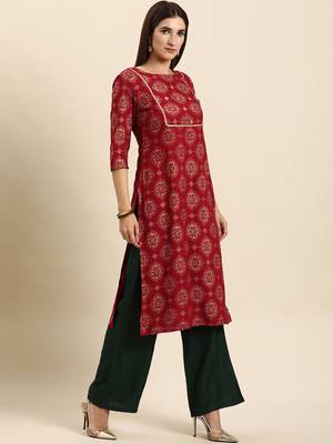 Maroon geometric print rayon salwar 2