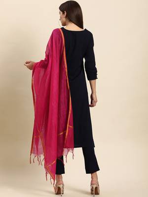 Janasya Navy-blue plain crepe salwar 4