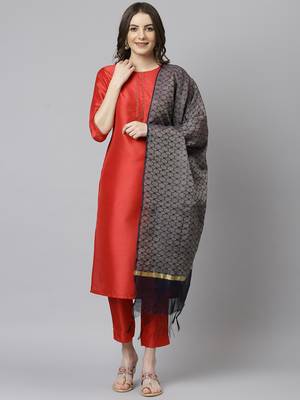 Red plain silk salwar 1