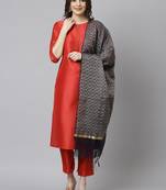 Red plain silk salwar