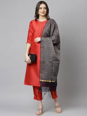 Red plain silk salwar 2