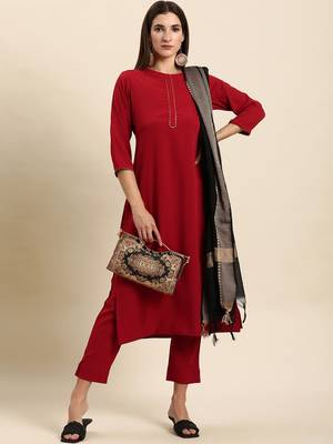 Maroon plain crepe salwar 1