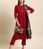 Maroon plain crepe salwar