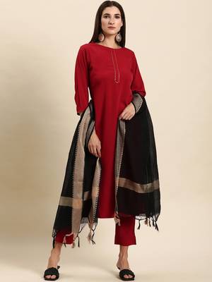 Maroon plain crepe salwar 2