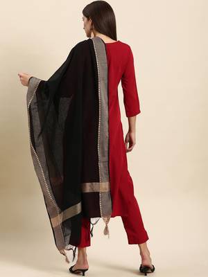 Maroon plain crepe salwar 3