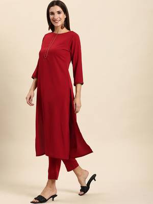 Maroon plain crepe salwar 4