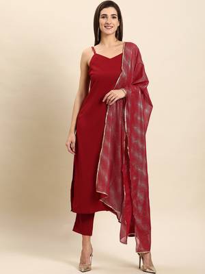 Maroon plain crepe salwar 1