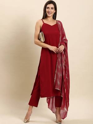 Maroon plain crepe salwar 2