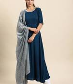 Teal plain rayon salwar