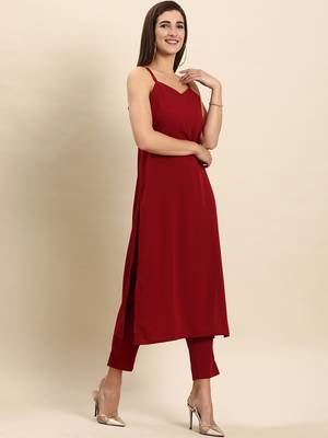 Maroon plain crepe salwar 3