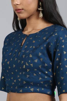 Janasya Teal geometric print rayon salwar 4