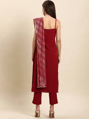 Maroon plain crepe salwar 4