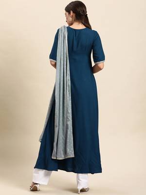 Teal plain rayon salwar 4