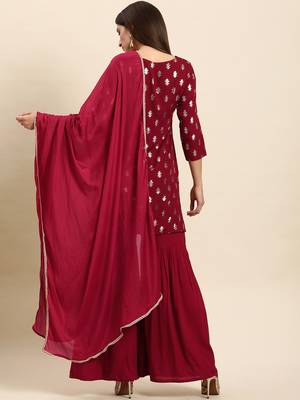 Maroon floral print rayon salwar 4