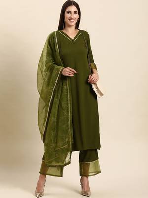 Olive plain rayon salwar 1