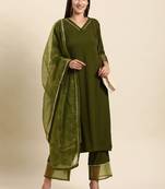 Olive plain rayon salwar