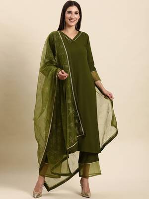 Olive plain rayon salwar 2