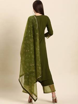 Olive plain rayon salwar 4