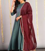 Grey plain silk salwar