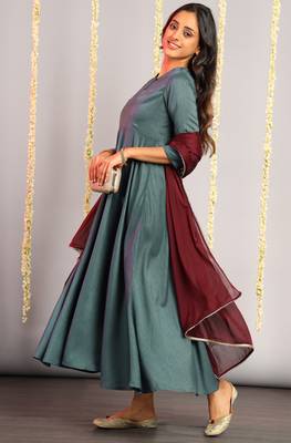 Grey plain silk salwar 2