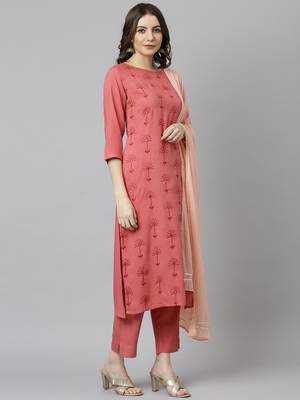 Pink embroidered rayon salwar 3