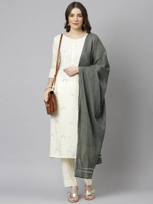 Cream embroidered rayon salwar 2