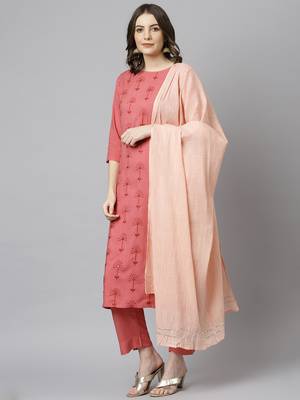Pink embroidered rayon salwar 4