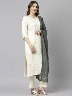 Cream embroidered rayon salwar 3