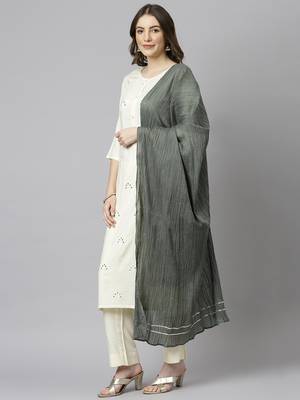 Cream embroidered rayon salwar 4