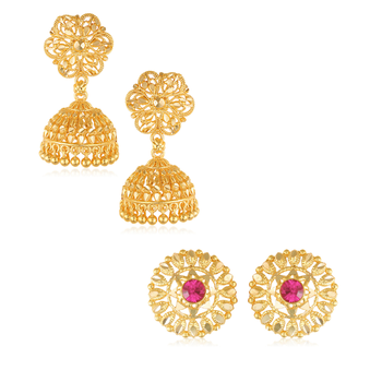 Sukai Jewels Ethnic South Indian Traditional Wear Jhumki Stud Earring Set for Women and Girls(Pack of 2) 1