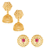 Sukai Jewels Ethnic South Indian Traditional Wear Jhumki Stud Earring Set for Women and Girls(Pack of 2)