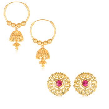 Sukai Jewels Ethnic South Indian Traditional Wear Jhumki Stud Earring Set for Women and Girls(Pack of 2) 1