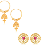 Sukai Jewels Ethnic South Indian Traditional Wear Jhumki Stud Earring Set for Women and Girls(Pack of 2)