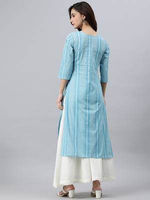 Blue printed cotton kurtas-and-kurtis 5
