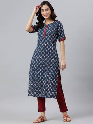 Blue printed rayon kurtas-and-kurtis 1