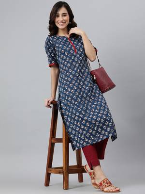 Blue printed rayon kurtas-and-kurtis 2