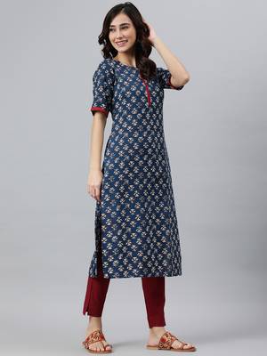 Blue printed rayon kurtas-and-kurtis 3