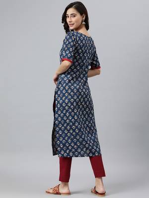 Blue printed rayon kurtas-and-kurtis 5