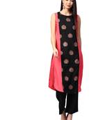 Peach printed crepe kurtas-and-kurtis
