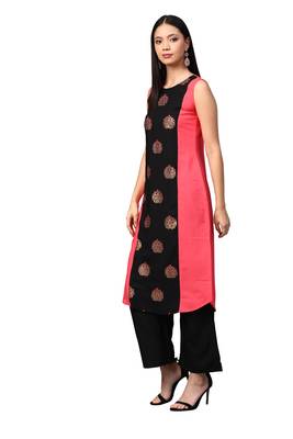 Peach printed crepe kurtas-and-kurtis 2