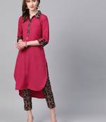 Pink plain crepe kurtas-and-kurtis