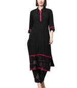 Black printed crepe kurtas-and-kurtis