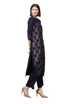 Blue printed crepe kurtas-and-kurtis 2