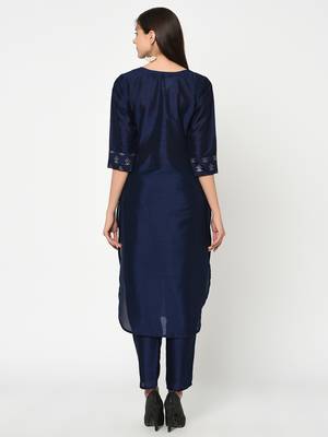 Blue printed art silk kurtas-and-kurtis 3