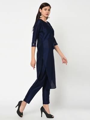 Blue printed art silk kurtas-and-kurtis 4