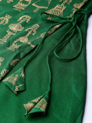Green printed art silk kurtas-and-kurtis 4