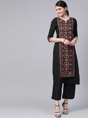 Black printed crepe kurta sets 1