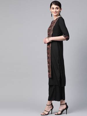 Black printed crepe kurta sets 2